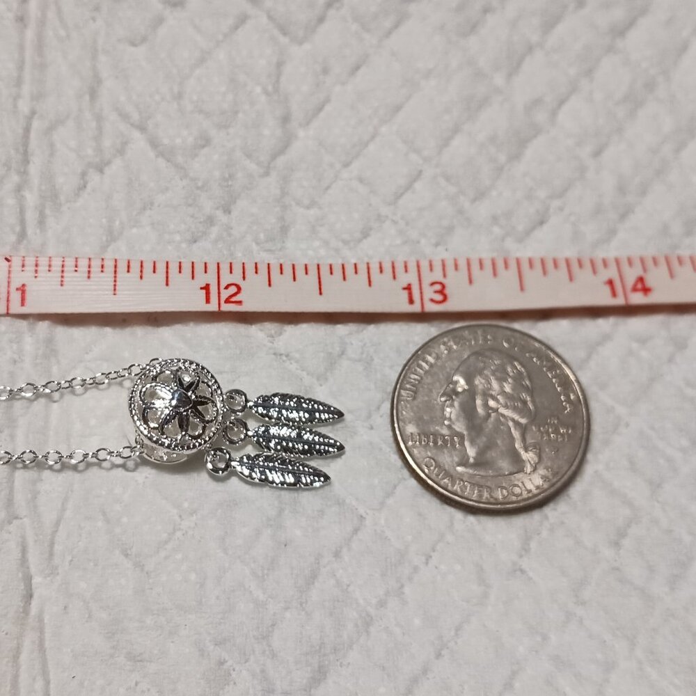 925 Sterling Silver Plated Dream Catcher Necklace - Picture 6 of 11